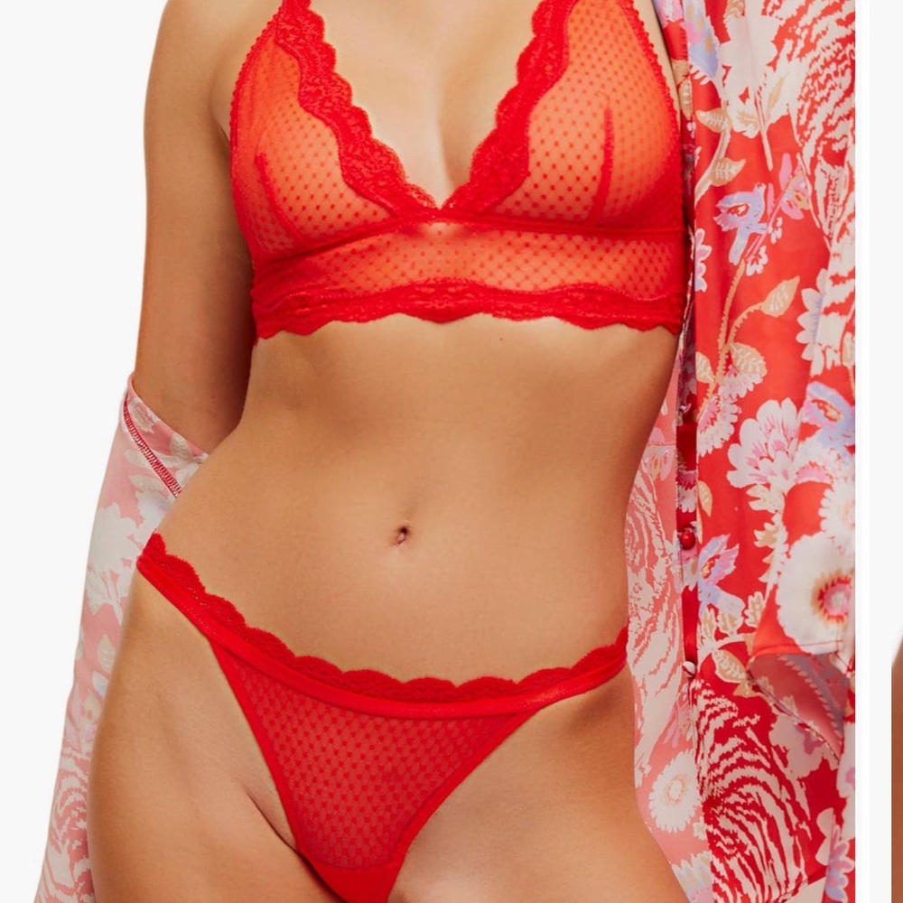 Free People | Midweek Bralette and Bikini Panty Set Fiery Red | XL New with Tags